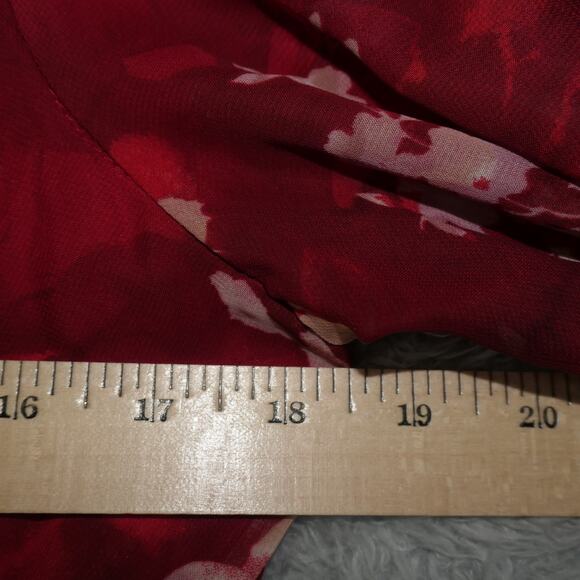 Melonie Maxi Dress Womens 10 Tall Red Floral Lined Tiered Peasant Boho - Picture 9 of 14